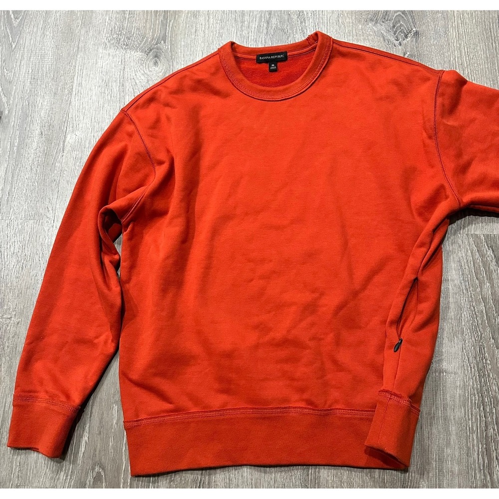 Banana Republic Sweater Mens Medium Orange Pullover Heavy Boxy Crewneck Sweater - Picture 2 of 13